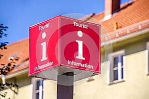 Red Information Tourist Sign
