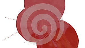 Red ink droplet falls on the white surface. 3d render liquid with very high detail and alpha mask for compositing. Ver 4