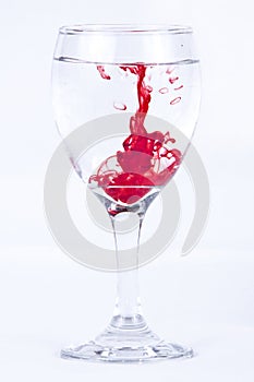 Red ink in the glass