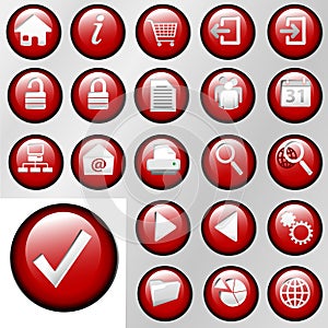 Red Inset Control Button Icons