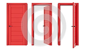 Red interior door set closed and open