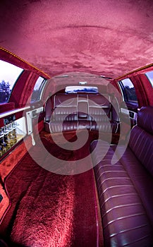 Red Interior of Excalibur Limo photo