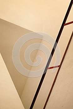 Red interior staircase handrail