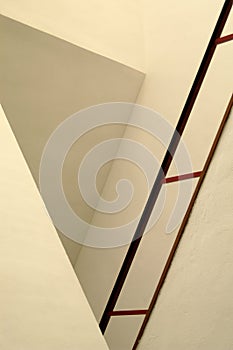 Red interior staircase handrail