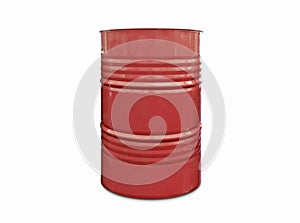 Red iron barrel is isolated on white background