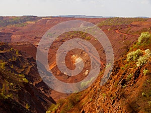 Red iron ore open-pit mine