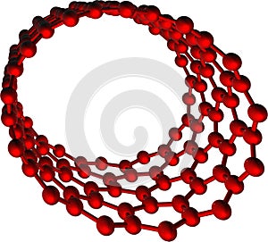 Red isolated carbon nanotube on white