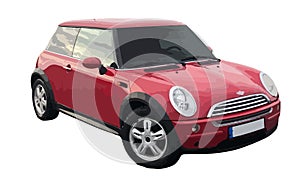 Red isolated mini cooper, vector illustration