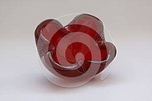 Red italian 60`s Murano bubbles glass ashtray