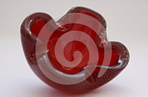 Red italian handmade Murano bubbles glass ashtray