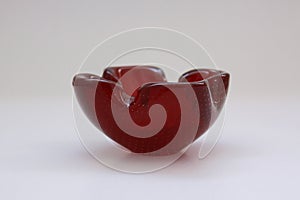 Red italian retro Murano bubbles glass ashtray