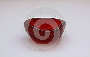 Red italian vintage Murano bubbles glass ashtray
