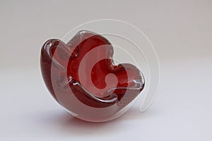 Red italian vintage Murano bubbles glass ashtray