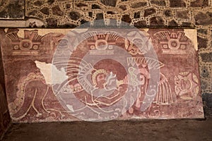 The Red Jaguar mural painting at Teotihuacan Ruins - Mexico City, Mexico