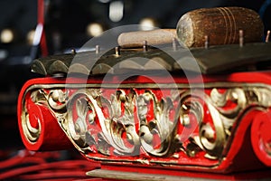 Red Javanese Gamelan. Traditional musical instruments from Indonesia