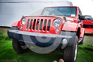 Red jeep photo
