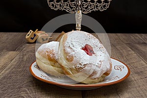 Red jelly donuts, for Hanukkah