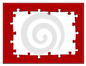 Red jigsaw puzzle frame or background