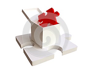 Red Jigsaw Puzzle in White Box