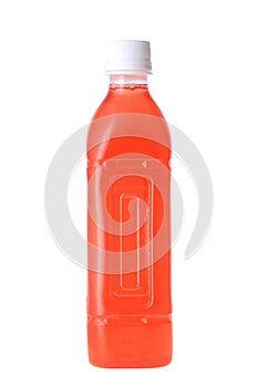 Red juice in a bottle