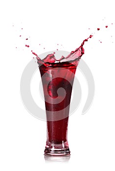 Red Juice Splash in A Glass