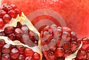 Red juicy ripe pomegranate fruit seeds