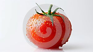 Red juicy tomato with water droplets
