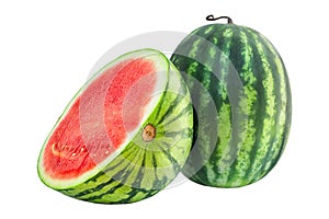 Red juicy watermelon and half isolated