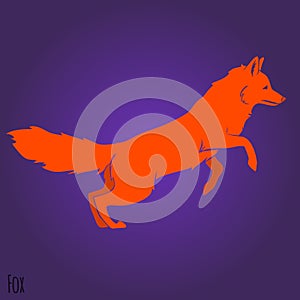 Red jumping fox silhouette