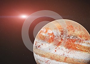 Red jupiter like planet in outer space