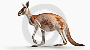 Red kangaroo against white background. Generative AI