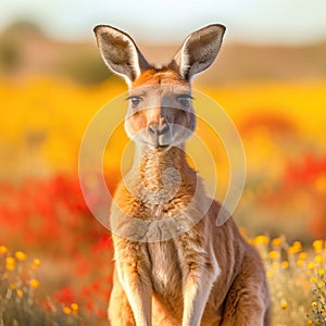 Red Kangaroo Jumping in the Wild