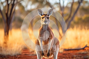 Red Kangaroo Jumping in the Wild