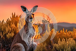 Red Kangaroo Jumping in the Wild