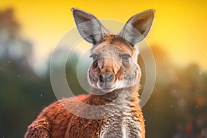 Red Kangaroo Jumping in the Wild