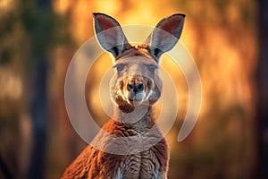 Red Kangaroo Jumping in the Wild