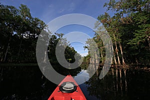 Red kayak on Fisheating Creek, Florida.