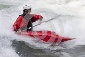 Red kayak in whitewater