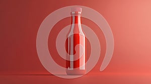 Red Ketchup Bottle On Red Background