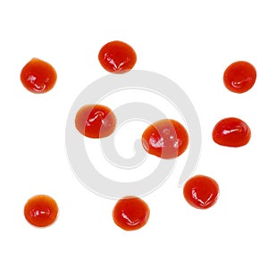 Red ketchup splashes isolated