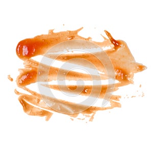 Red ketchup splashes isolated