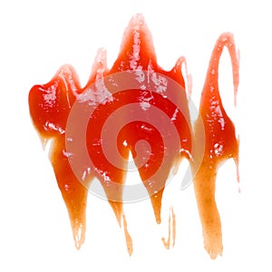 Red ketchup splashes isolated