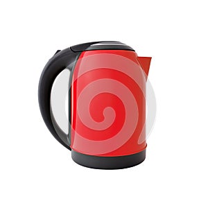 Red kettle isolated on white