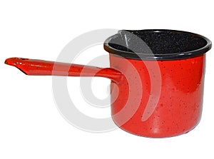 Red kettle isolated on white background