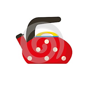 Red Kettle. Polka Dot Teapot flat vector illustration.