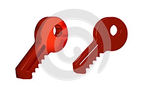 Red Key icon isolated on transparent background.