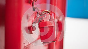 Red key lock on a container