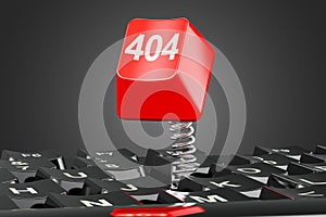 404 red keyboard button, 3D rendering