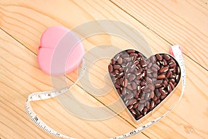 Red Kidney Bean in heart shaped with Tape measure