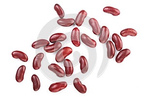 Red kidney bean isolated on white background. Top view. Flat lay